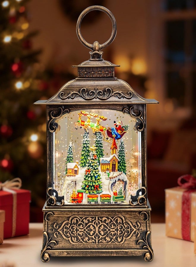 كرة ثلجية موسيقية على شكل قطار سانتا ورنة وشجرة عيد الميلاد - فانوس كرة ثلجية مضيء لعيد الميلاد مع بريق متلألئ، وأضواء LED، و8 أغانٍ كلاسيكية، هدايا زينة عيد الميلاد للبالغين من الرجال والنساء - Image 1